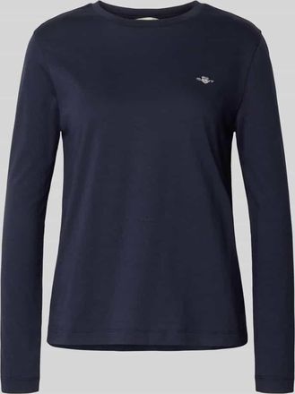 GANT Longsleeve mit Rundhalsausschnitt und Logo-Stitching in Marine, Größe XL