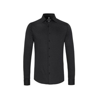 DeSoto Overhemden, Heren, Zwart, XL, Katoen, Zwarte overhemdjurk met geometrische print