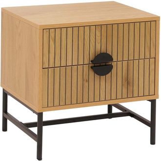 Hhg [NON UTILIZZATO] Comodino HHG-263, tavolino dappoggio comodino armadietto, cassetto melamina MDF metallo 50x48x39cm, naturale