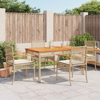 vidaXL Set Comedor De Jard&iacute;n 5 Pzas Con Cojines Rat&aacute;n Sint&eacute;tico Beige Vidaxl