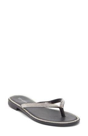Top Moda Haiti Rhinestone Embellished Flip Flop in Black Pu at Nordstrom Rack, Size 5.5