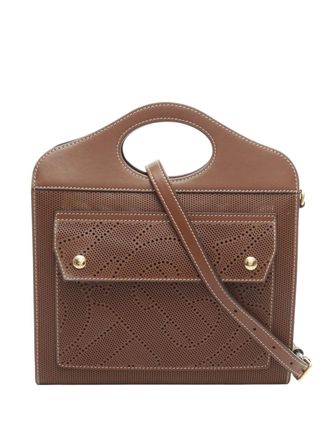 Burberry 2000-2017 Mini Perforated Leather Pocket Tote satchel - women - Calf Leather/Leather - One Size - Brown