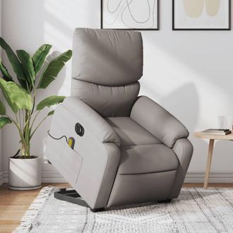 vidaXL Vidaxl - Sill&oacute;n De Masaje El&eacute;ctrico Reclinable Elevable Tela Taup&eacute;
