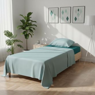 KASANOVA Completo letto singolo bicolor azzurro e blu