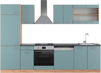 Vicco Mueble De Cocina R-line, Roble Azul-gris-dorado, 300 Cm, Et Antracita
