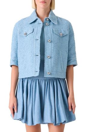 Akris Cotton Blend Boucl&eacute; Jacket in Sky Blue at Nordstrom, Size 10