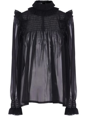 Saint Laurent semi-sheer crepe blouse - Black