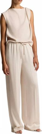 Vince Crepe Draped-Shoulder Sleeveless Top In Blush Cloud