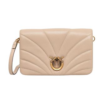 Pinko Crossbody Tas - Dames - Schoudertassen - Beige - ONE Size - Katoen - Tassen