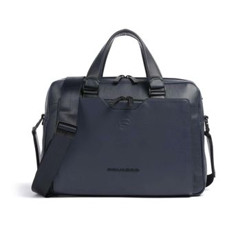 Piquadro Laptop Bags & Cases, male, Blue, Size: ONE SIZE Leather Laptop and iPad Briefcase with AirPods Pocket