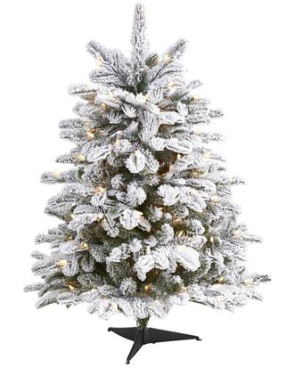 Nearly Natural 3ft Flocked North Carolina Fir Artificial Christmas Tree