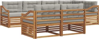 vidaXL Conjunto De Sof&aacute;s De Exterior 7 Uds. Gris Natural Y Claro Vidaxl