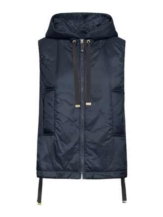 Max Mara Padded Vest With Hood In Waterproof Canvas