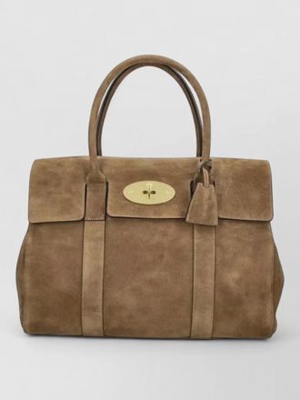 Mulberry tote bag metal hardware suede top handle