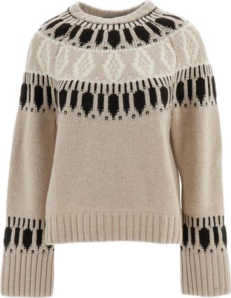 arch4 Beige Brown Jackson Fair Isle Cashmere Crewneck Sweater