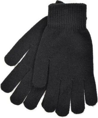 Generic Mens Thermal Winter Gloves, Black Navy Blue Grey Adult Gloves, Acrylic Elastane Blend, One Size Fits All, Stretch Knit (Black)