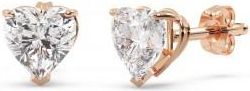 Allurez 2.00ct Heart-Cut Moissanite Stud Earrings 18kt Rose Gold (F-G, VVS1)
