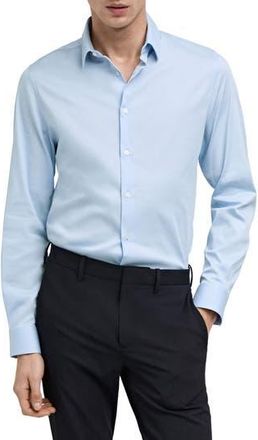 Mango Slim Fit Stretch Poplin Button-Up Shirt in Sky Blue at Nordstrom Rack, Size Medium