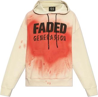 44 Label Group Hoodies & sweatvesten, Heren, Rood, S, Katoen, Hoodie van katoen met vervaagd effect en trekkoord