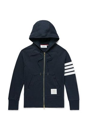 Thom Browne Slim-Fit Striped Loopback Cotton-Jersey Zip-Up Hoodie