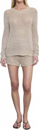 Enza Costa Linen Open Knit Short In Oatmeal