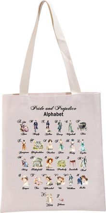 Generic PYOUL Novel Inspired Gift Pride & P Alphabet Tote Bag Novel Of Manners Fan Handbag Fiction Lover Gift Bookish Gift (Pride & P Alphabet T)