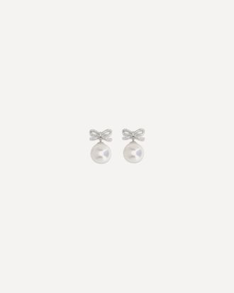 Self Portrait Crystal bow Earrings with pearl Female UNI