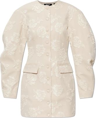 Rotate Bloemenprint Jurk - Dames - Feestkleedjes - Beige - L - Leer - Kleedjes