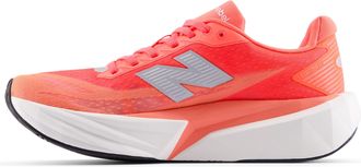 New Balance Womens FuelCell Rebel V5 Running Shoe, Urgent Red/White/Silver Metallic, 6 UK