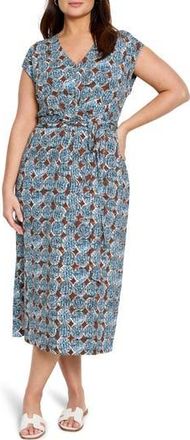 Nic+Zoe Sand Dollar Stella Faux Wrap Midi Dress in Blue Multi at Nordstrom Rack, Size 1X