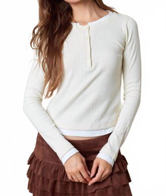 Peach Love California Dora Long Sleeve Top In Ivory