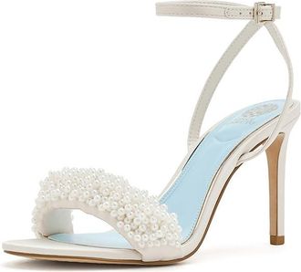 Vince Camuto Arleem Beaded Band Ankle Strap High Heel Sandals Womens Sandals Milk : 7.5 M, Synthetic