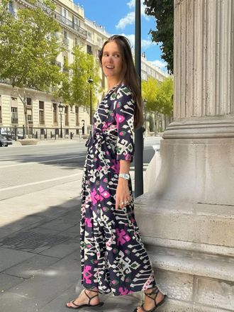 Vilagallo Veronica Wrap Maxi Dress In Black Multi