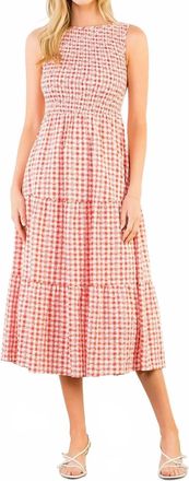 THML Clothing Womens Sleeveless Gingham Patterned Dress In Red