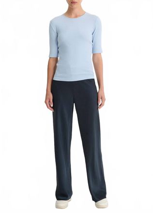 Vince Rib Elbow Sleeve Crew T-Shirt In Porcelain Blue