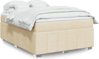 vidaXL Cama Box Spring Con Colch&oacute;n Tela Color Crema 160x200 Cm Vidaxl