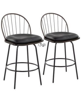 LumiSource Set Of 2 Riley Claire 26In Fixed-Height Counter Stools