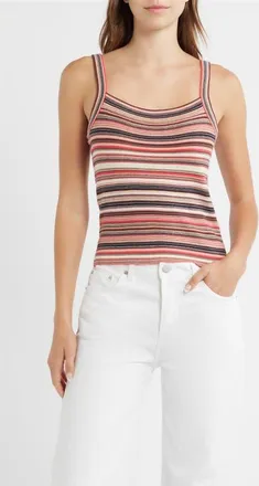 Pistola Denim Frannie Stripe Tank in Coral Rose Multi Stripe at Nordstrom, Size X-Small