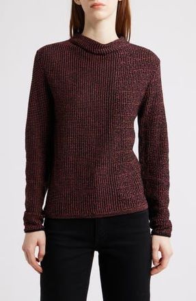 Nic+Zoe Pixel Knit Funnel Neck Sweater in Red Mix at Nordstrom Rack, Size X-Large