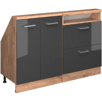 Vicco Set di mobili sottotetto Rion, Antracite lucido/oro power oak, Set di 2, Vicco