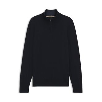BOSS Zipper-neck sweater in virgin wool with cashmere