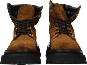 Ami Womens Lace-Up Suede Ankle Boot Brown Leather Rubber