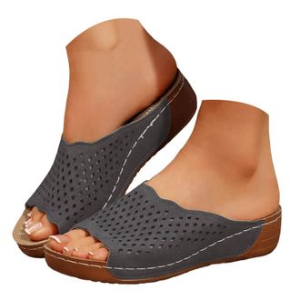 Generic Summer Wedges Shoes Women Slippers Bohemian Sandals Fashion Soft Breathable Insole And Non Slip Rubber Outsole Womens Sandals (Grey, 8.5)