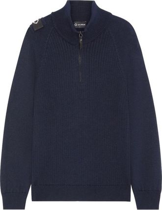 Mastrum Quarter Zip Gebreid in Ink Navy - Heren - Coltruien - Blauw - S - Wol - Truien & Vesten