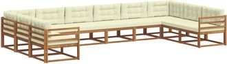 vidaXL Conjunto De Sof&aacute;s De Exterior 10 Uds. Natural Y Crema Vidaxl