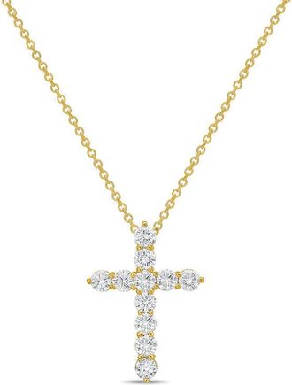 Diana M. Jewels 14kt Yellow Gold 0.50 cts Lab Grown Round Diamond Cross Pendant