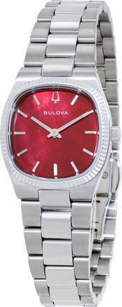 Bulova Super Seville Mini Quartz Red MOP Dial Ladies Watch 96L354