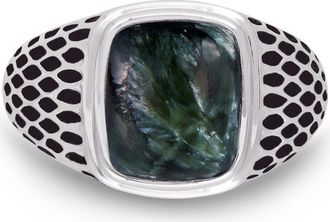 LuvMyJewelry Seraphinite Sterling Silver Men Signet Ring