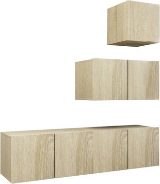 Berkfield Home 4 Piece TV Cabinet Set Sonoma Oak Engineered Wood in Light Tan