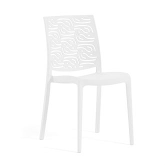 Siediti Fuori e Dentro Conjunto de 6 sillas de resina para interior o exterior blancas